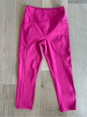 RBX Womens Leggings Capri Length High Waisted Pull On Stretch Athletic Pink